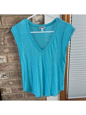 Express Blue Relaxed Cap Sleeve Muscle Tee